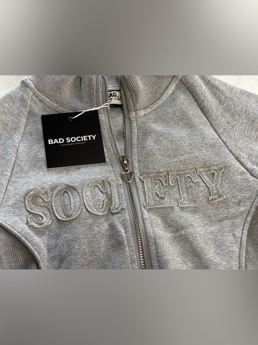 NWT Bad Society Club Grey 2 Piece Tracksuit Contour Cargo Sweatsuit Small - Picture 7 of 16